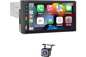 FINYQBET Monitor Estéreo Automotivo 7 Polegadas com CarPlay Sem Fio, Câmera de Ré, BT 5.1 e Tela Touch HD - Compatível com An