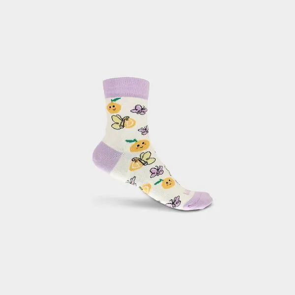 Meia Infantil Bibi Kids III Lilás de Borboleta 33/36
