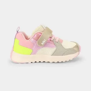 Tênis Infantil Bibi Jogging Bege com Rosa 23