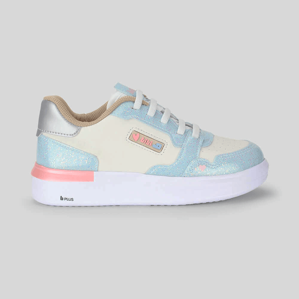 Tênis Infantil Bibi Glam Branco com Azul e Glitter 29