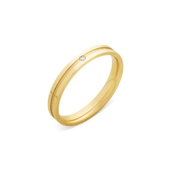 Aliança de Casamento em Ouro e Diamante - Perfil Reto