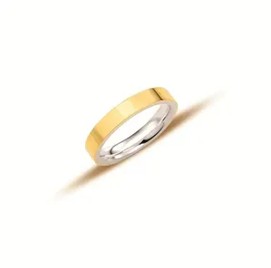 Aliança em Ouro Amarelo 18k e Prata Nobre 925 - 4,0mm