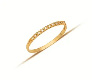 Anel Meia Aliança em Ouro Amarelo 18k com Diamantes