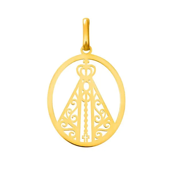 Pingente Nossa Senhora Aparecida em Ouro Amarelo 18k