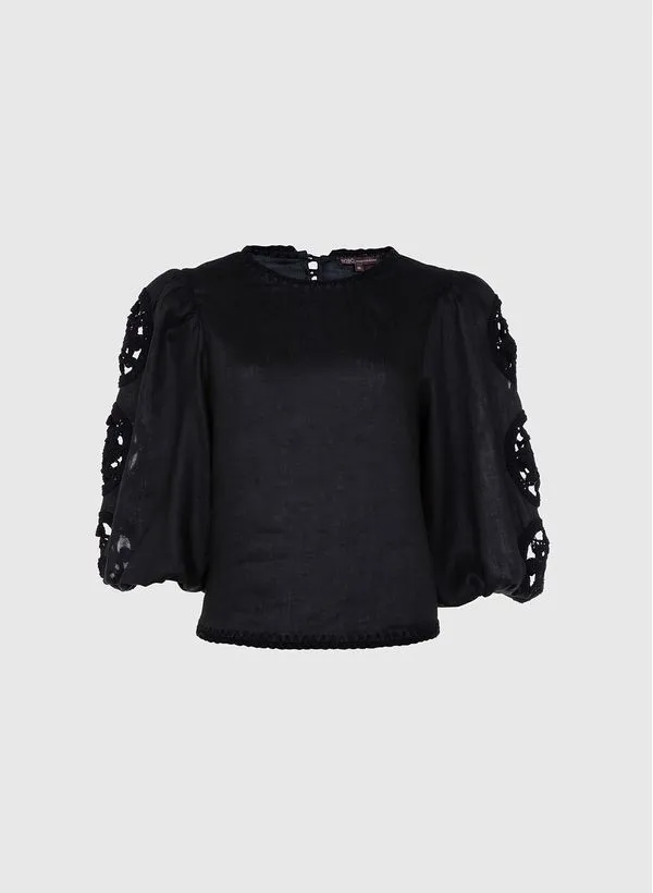 Blusa Bella Crochê Black Bo.Bô Feminino 34