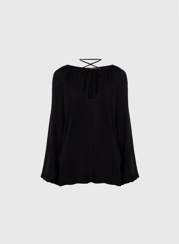 Blusa Serenity Preto Seda Bo.Bô Feminino 44