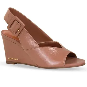 Sandália Anabela Couro Atenas Mocha Mousse 36