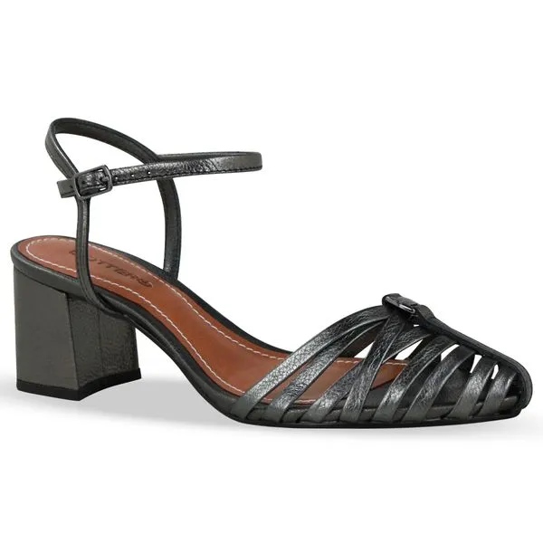 Sandália Couro Metalizado Roma Pewter 35
