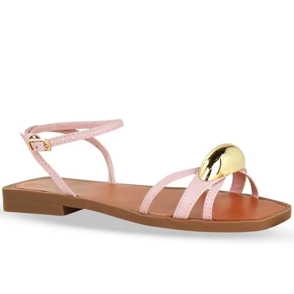 Sandália Rasteira Couro Atanado Napoli Quartz Rosa 35