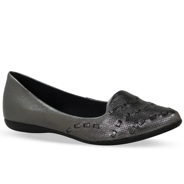Sapatilha Couro Metalizado Roma Pewter 35