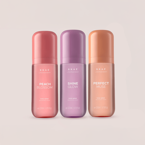 Kit Trio Braé by Ana Paula Siebert Body Splash Shine Glow 200ml + Body Splash Perfect Muse 200ml + Peach Blossom 200ml