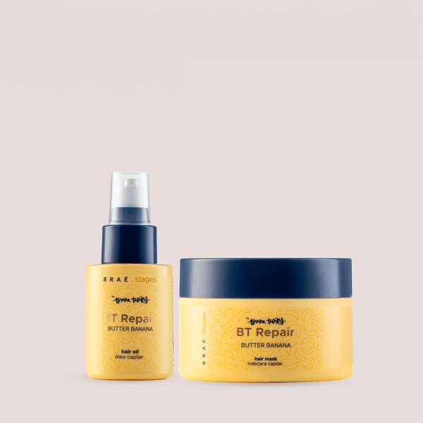 Kit Braé Stages By Bruna Tavares Óleo Condicionante Repair Butter Banana 60ml + Máscara Condicionante Repair Butter Banana 200g Kit Braé Stages By Bruna Tavares Óleo Condicionate Repair Butter Banana 60ml + Máscara Condicionante Repair Butter Banana 200g