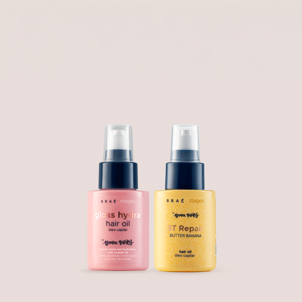 Kit Braé Stages by Bruna Tavares Óleo Gloss Hydra + Óleo Condicionante Repair Butter Banana 60ml