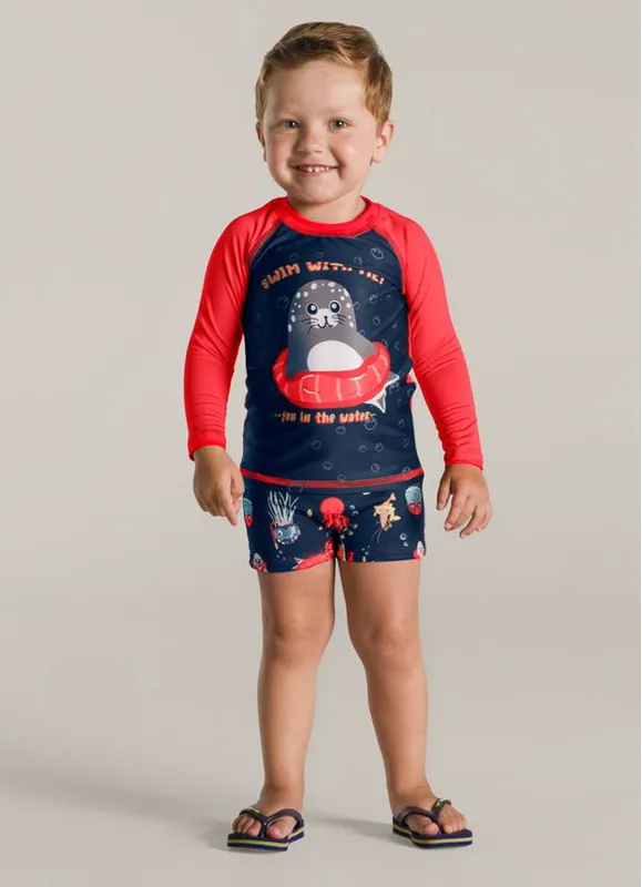 Conjunto Infantil Menino em malha UV Hora do Mergulho Brandili - M