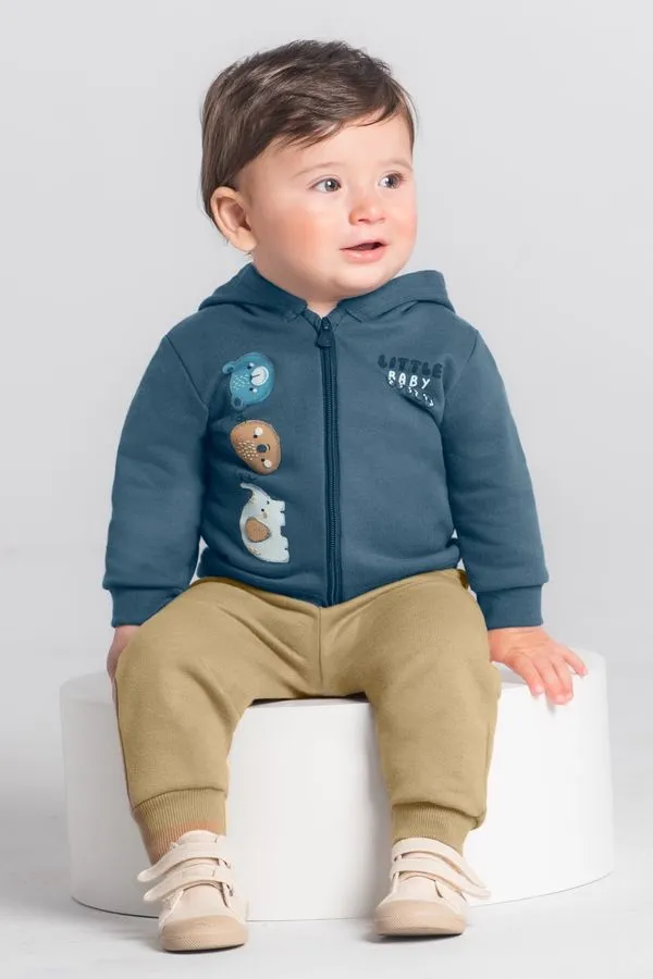 Conjunto bebê menino em moletom Brandili Baby -P