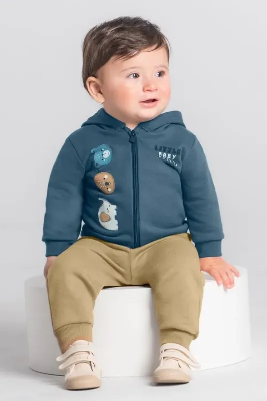 Conjunto bebê menino em moletom Brandili Baby -P