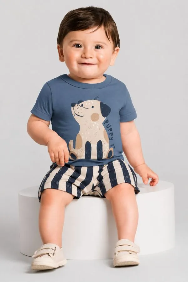 Conjunto bebê menino de cachorrinho Brandili Baby -P