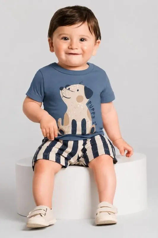 Conjunto bebê menino de cachorrinho Brandili Baby -P