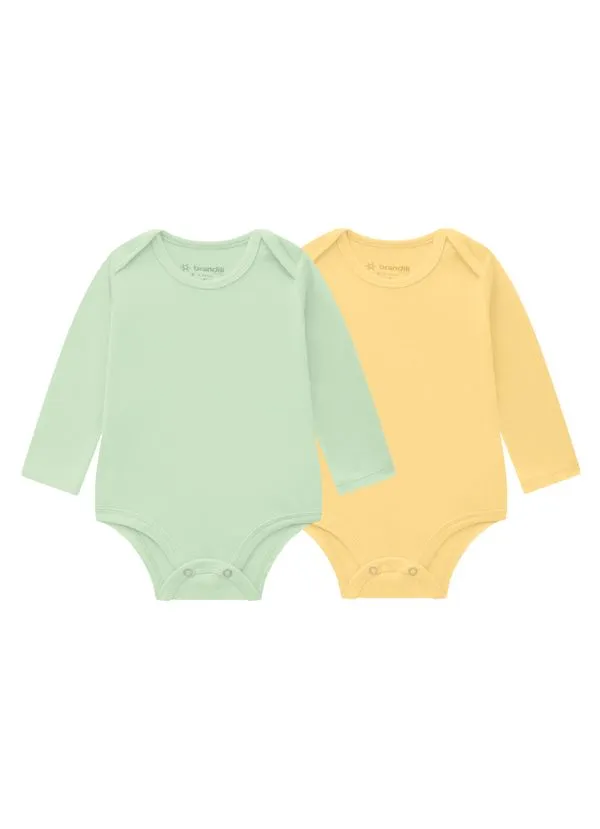 Kit de bodies bebê unissex com cor lisa Brandili Baby - 1