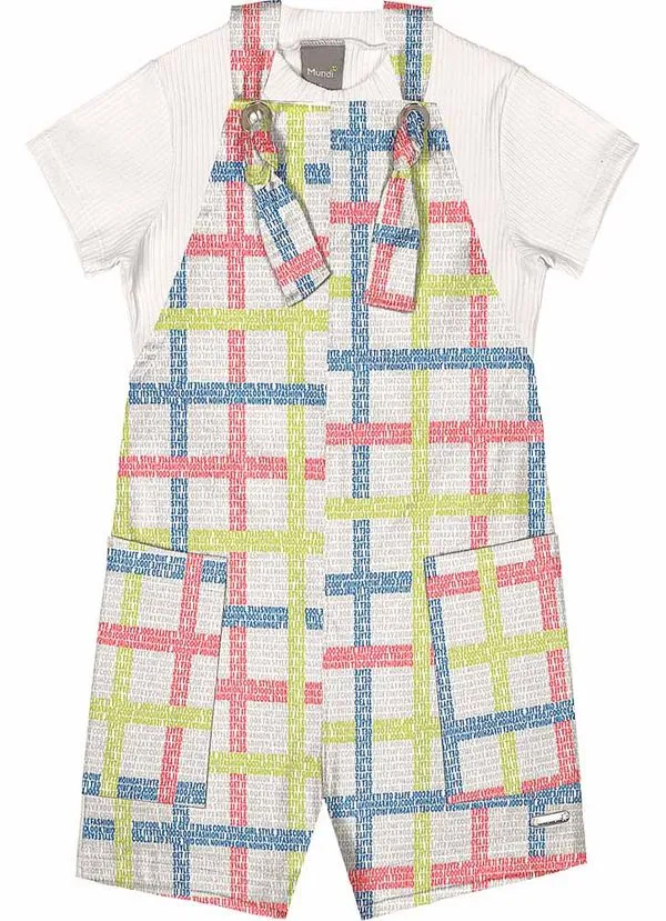 jardineira e blusa infantil menina quadriculada Mundi - 6