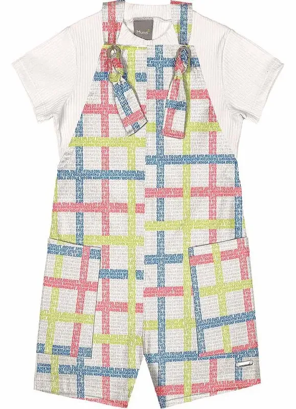 jardineira e blusa infantil menina quadriculada Mundi - 6