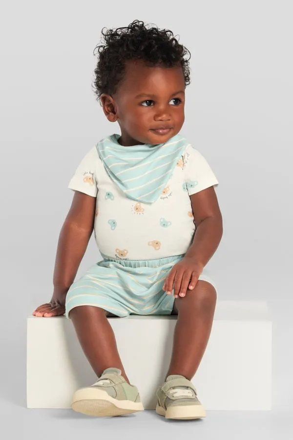 Conjunto bebê unissex com babador Brandili Baby - P