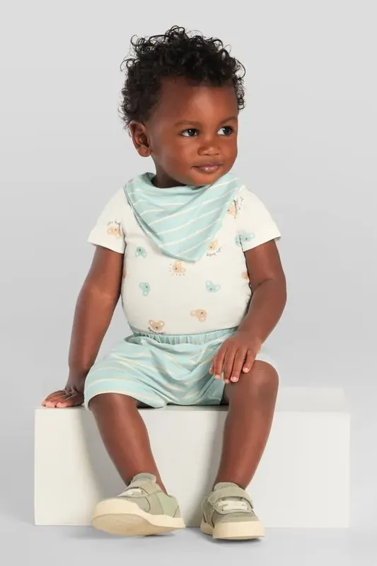 Conjunto bebê unissex com babador Brandili Baby - P