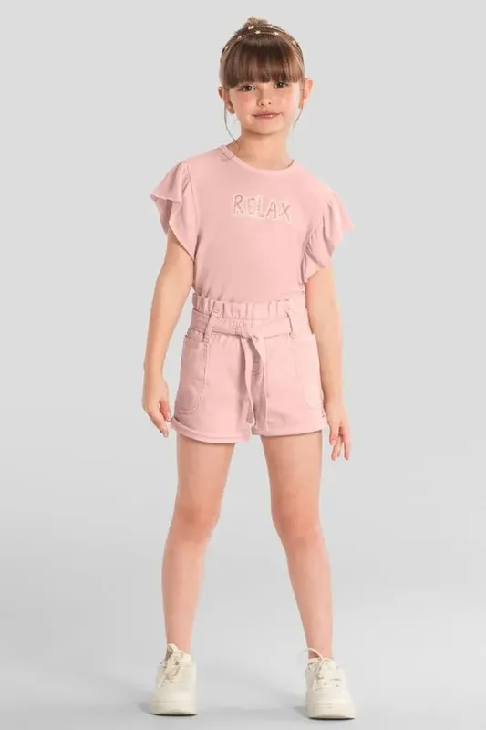 Shorts infantil menina em sarja Mundi - 10