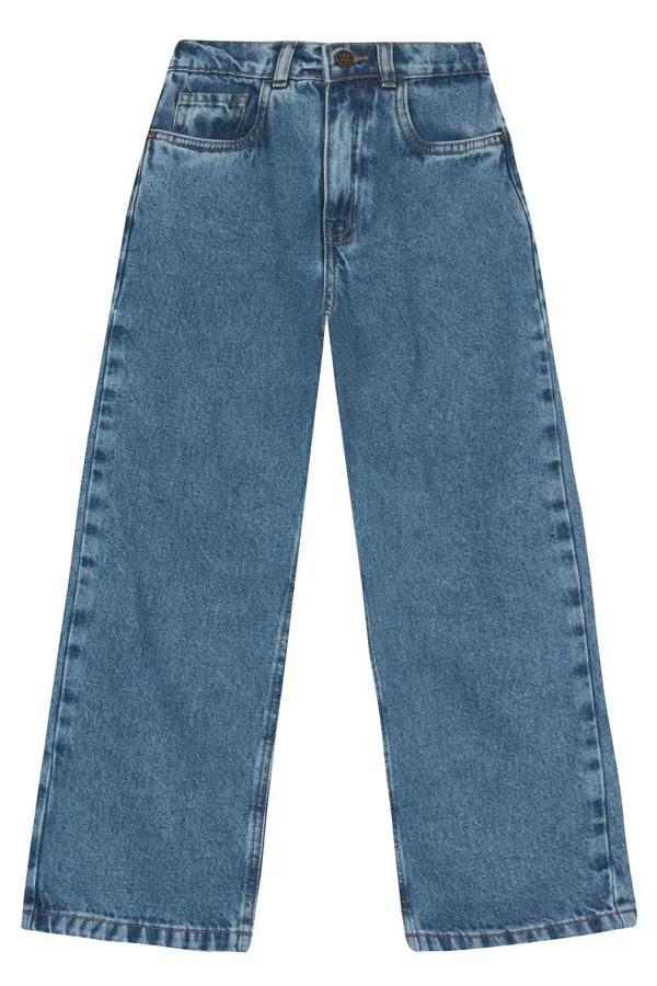 Calça wide leg infantil menina em jeans Brandili - 6