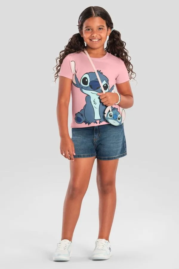 Blusa infantil menina do Stitch com bolsa Brandili 6