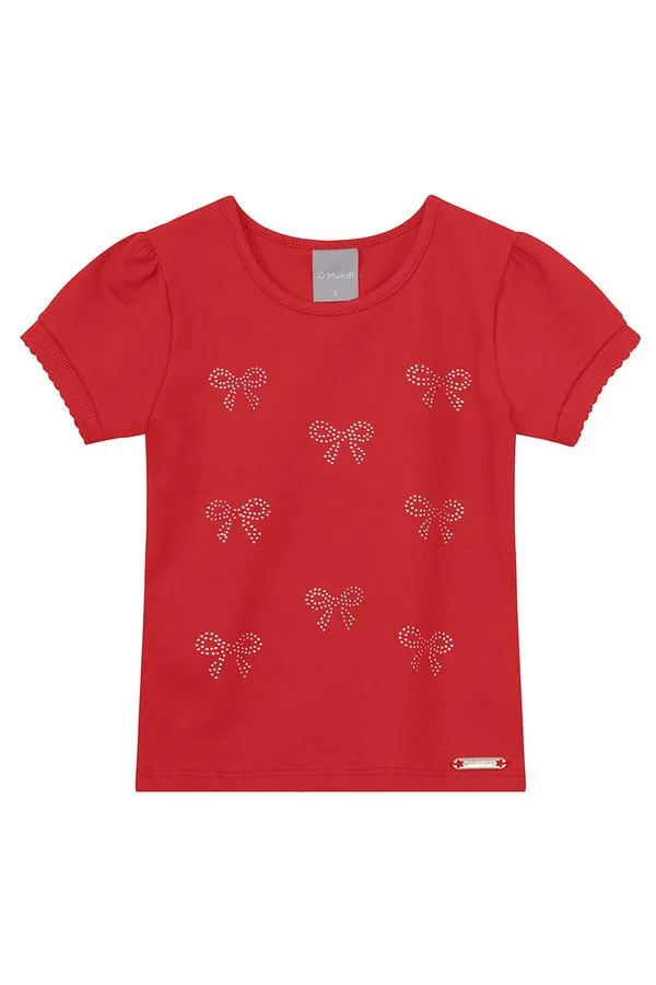 Blusa infantil menina com laços em strass Mundi - 3