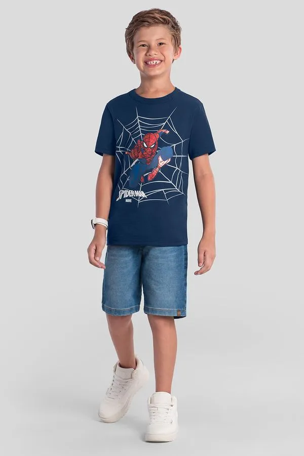 Camiseta metalizada infantil menino do Homem-Aranha Brandili - 10