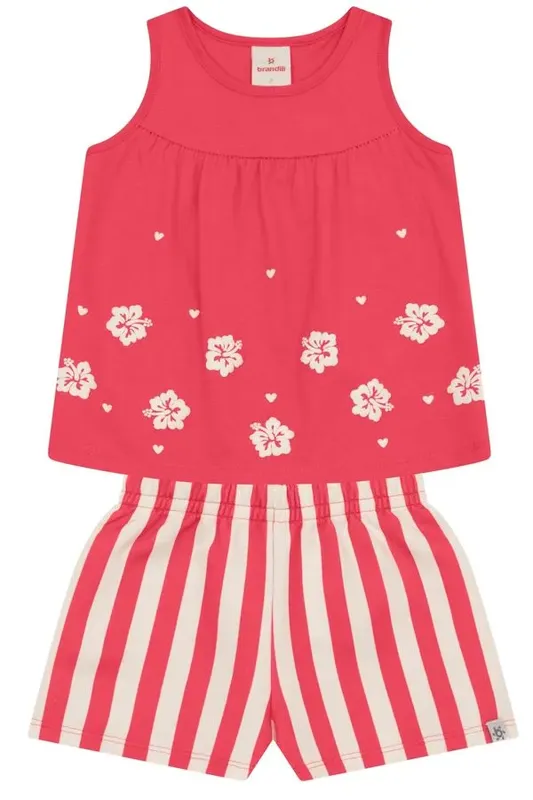 Conjunto infantil menina floral em puff Brandili - 2