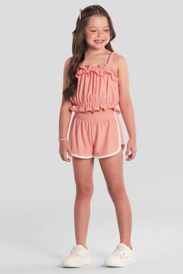 Conjunto infantil menina em malha fio tinto Brandili - 4
