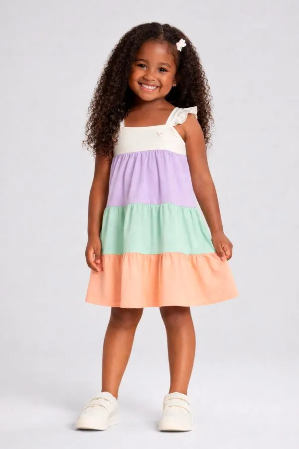 Vestido infantil menina colorblock Brandili - 4