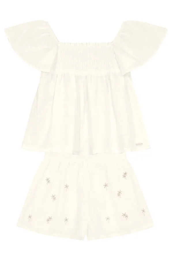 Conjunto infantil menina bordado floral Mundi - 6