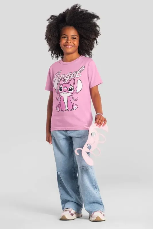 Camiseta infantil unissex do Stitch com máscara Brandili -6