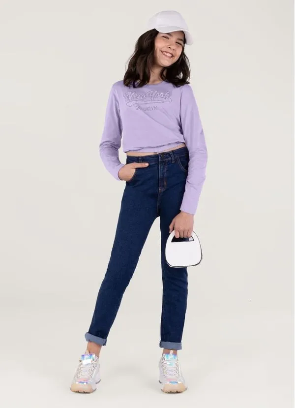 Blusa Cropped Em Malha Infantil Menina Young Class