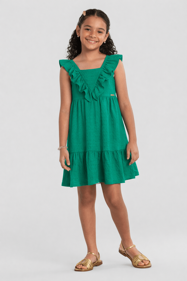 Vestido infantil menina em cotton texturizado Brandili - 4