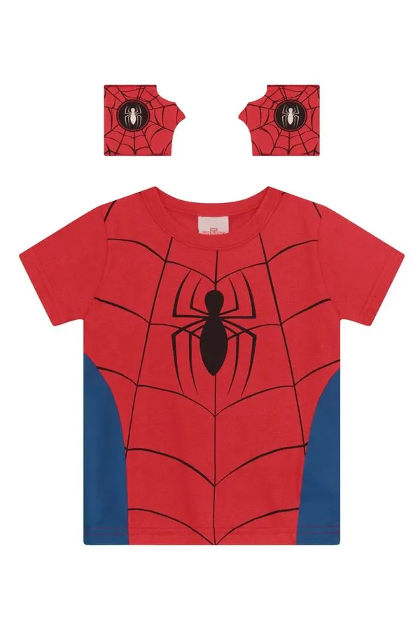Camiseta infantil menino do Homem-Aranha com luvas Brandili - 3