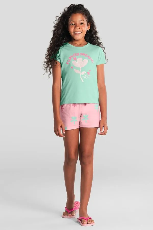 Pijama infantil menina de flor brilhante Brandili - 4