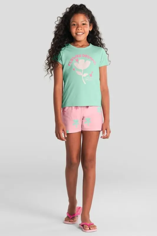 Pijama infantil menina de flor brilhante Brandili - 8