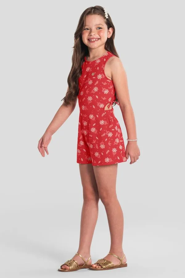 Macaquinho infantil menina florido em cotton Brandili - 8