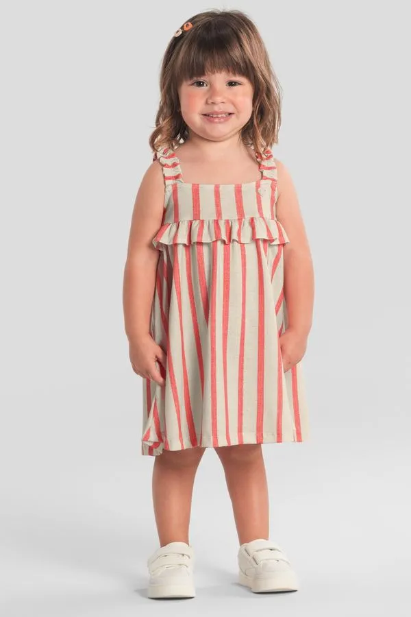 Vestido infantil menina listrado Brandili - 1