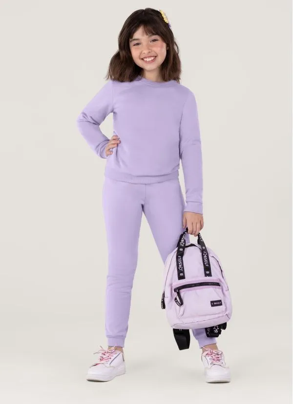 Calça jogger básica infantil menina em moletom Brandili - 4