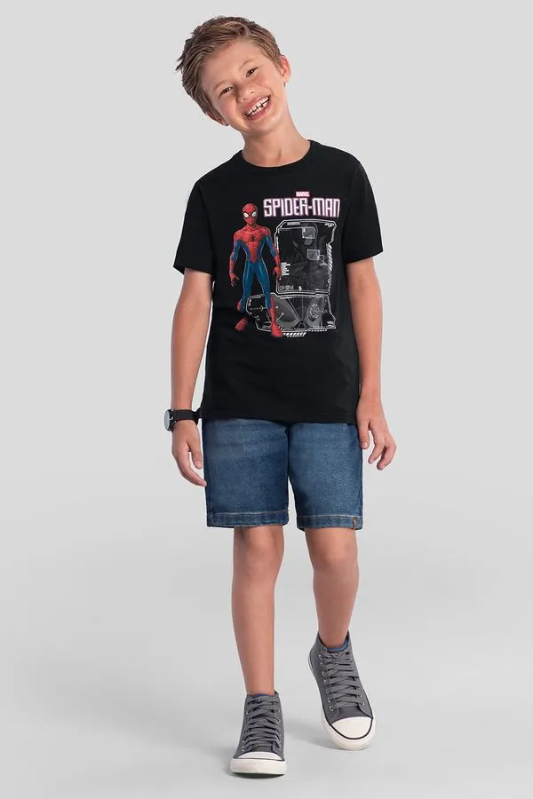 Camiseta infantil menino do Homem-Aranha metalizado Brandili - 4