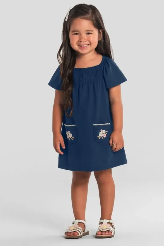 Vestido infantil menina com flores Brandili - 1