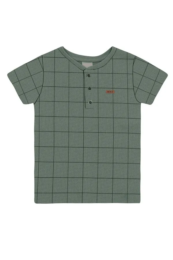 Camiseta infantil menino quadriculada Mundi - 3