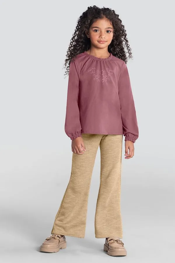 Blusa infantil menina com bordado de coração Mundi - 4