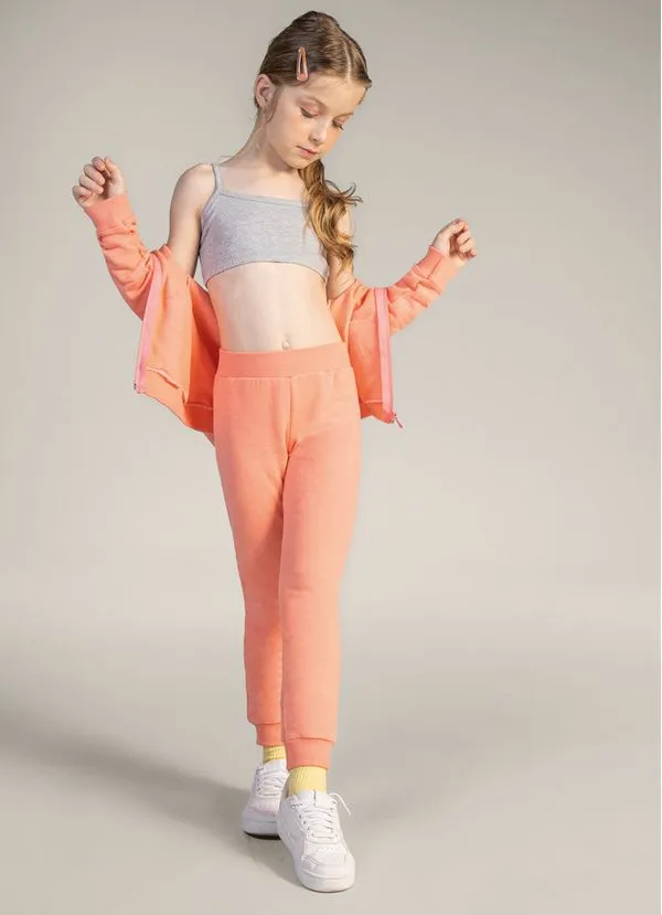 Calça jogger básica infantil menina em moletom Brandili - 2